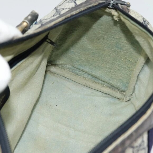 GUCCI GG Supreme Sherry Line Boston Bag PVC Navy Gold 24 012 3842 Auth 133308 - Picture 12 of 16